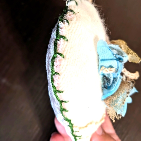 OOAK Handmade Puffed Heart Decoration Shabby Chic Boho  Ornament Holiday Gift - Picture 2 of 7